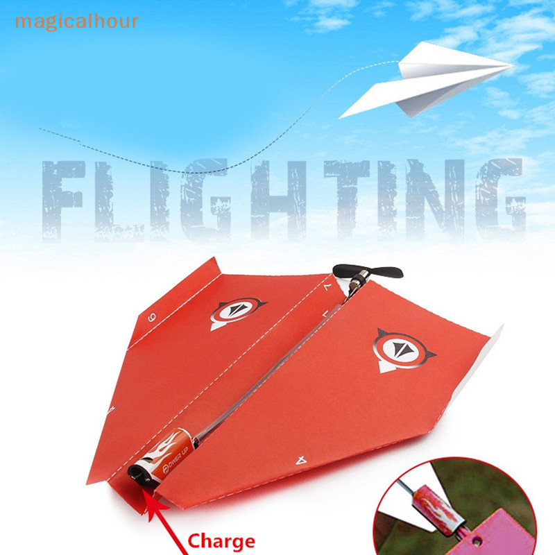 Magicalhour^^ โมเดลเครื่องบินบังคับวิทยุ แบบกระดาษพับได้ DIY สีแดง ของเล่นสําหรับเด็ก