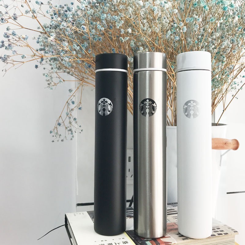 กล่องของขวัญครบชุด Starbucks Anti-Wolf Cup Slim Goddess Style Thermos Cup Cold Storage Cup 304 Stainless Straight Body Cup 280ML Couple Cup Student Water Cup Portable Self-Defense Anti-Wolf Cup