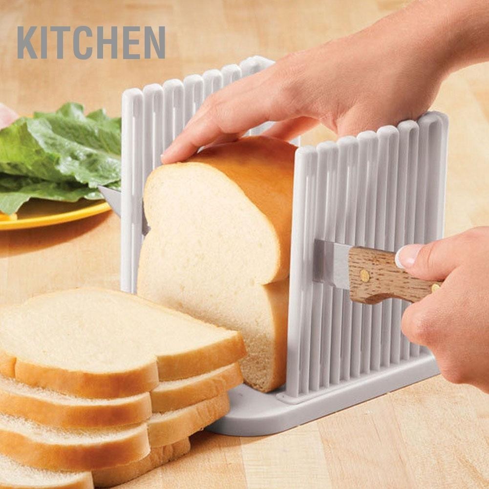 Kitchen เครื่องตัดขนมปังแบบพับได้ Loaf Toast เครื่องตัดแม่พิมพ์เบเกอรี่เครื่องมือสำหรับหั่นขนมปังครัว