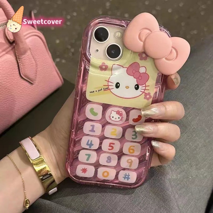 เคสโทรศัพท์มือถือ แบบนิ่ม ลายการ์ตูนแมว ประดับโบว์ สีชมพู สําหรับ iPhone 15 14 13 12 11 Pro Max X Xr Xs Max 7 8 Plus SE2020