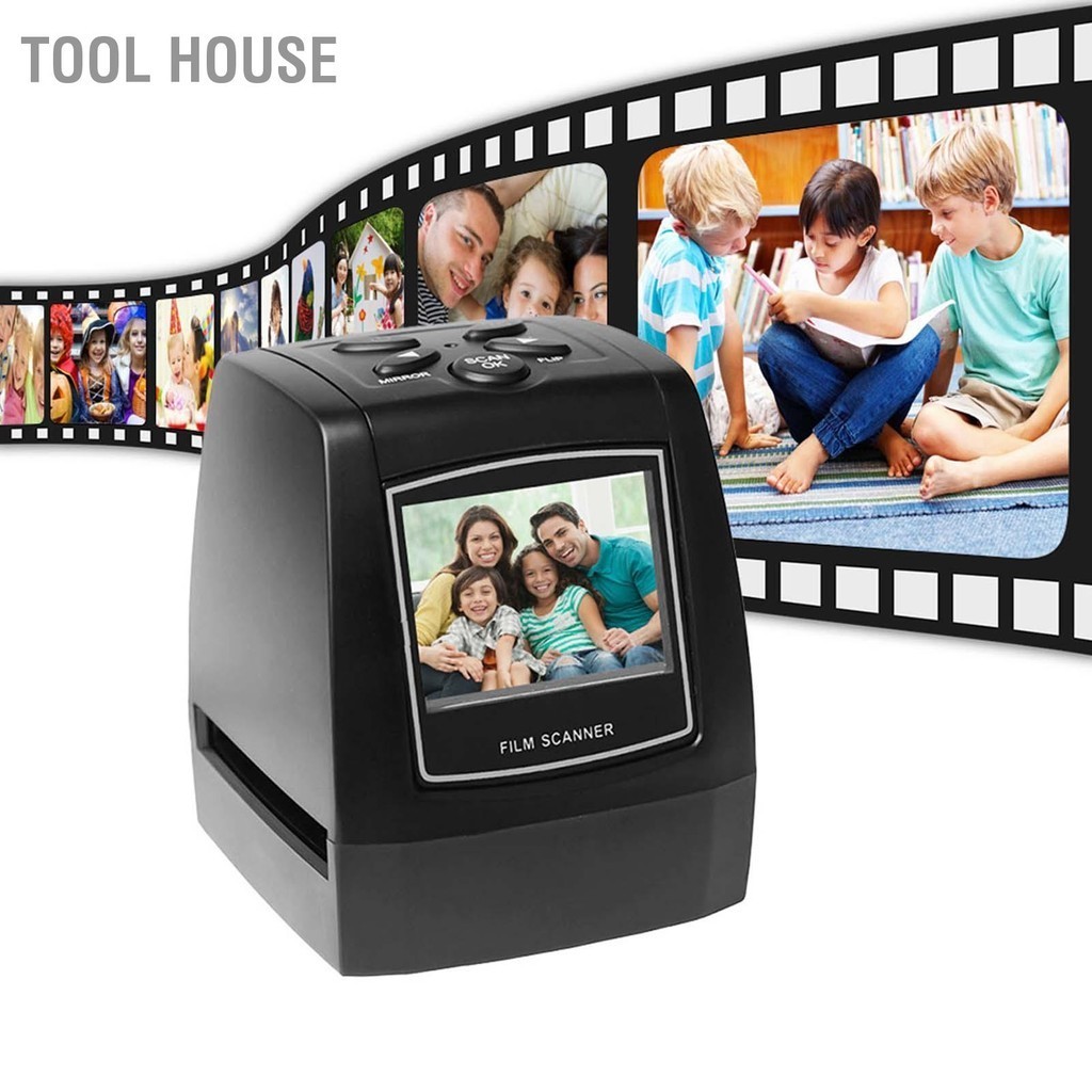 Tool House เครื่องสแกนฟิล์ม 2.36in TFT LCD 5MP JPEG ดูตัวอย่างการแก้ไข CMOS Slide Scanner สำหรับ 35 มม./135 มม. สีดำสีขาว