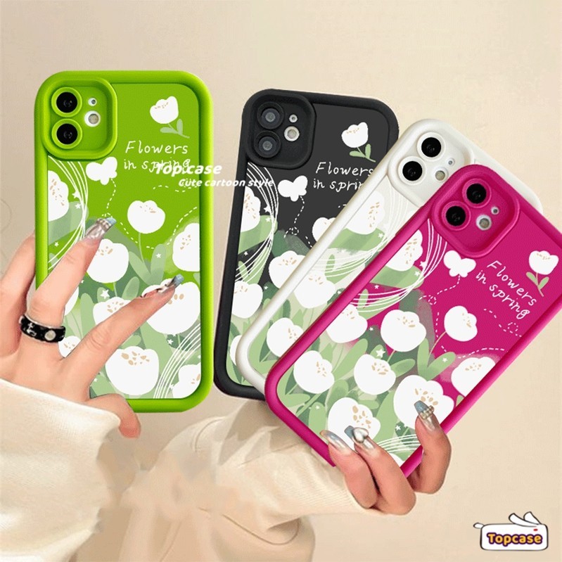 สําหรับ Vivo Y03 V30 Y17s V29 Y27 Y36 Y35 Y02 Y16 Y17 Y15 Y12 Y11 Y02s Y22 Y22s Y15A Y15S Y21s Y20 Y20S Y20i Y12s Y95 Y93 Y91 V25e Nice สีขาวดอกทิวลิปโทรศัพท ์ นุ ่ มปก