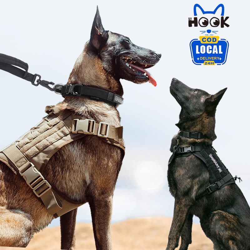 K9 ยุทธวิธีทหารเสื้อกั๊กสัตว์เลี้ยงกลางแจ้งการฝึกอบรมเสื้อกั๊กสายรัดสุนัขและชุดสายจูงพร้อมปลอกคอสำหรับสุนัขขนาดกลางขนาดใหญ่เยอรมัน shepherd