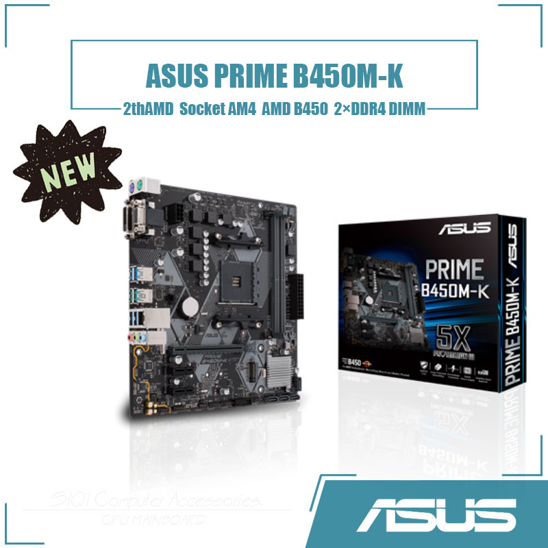 เมนบอร์ดซ็อกเก็ต AM4 2xDDR4 DIMM Using AMD B450 Micro ATX 64GB สําหรับ ASUS PRIME B450M-K