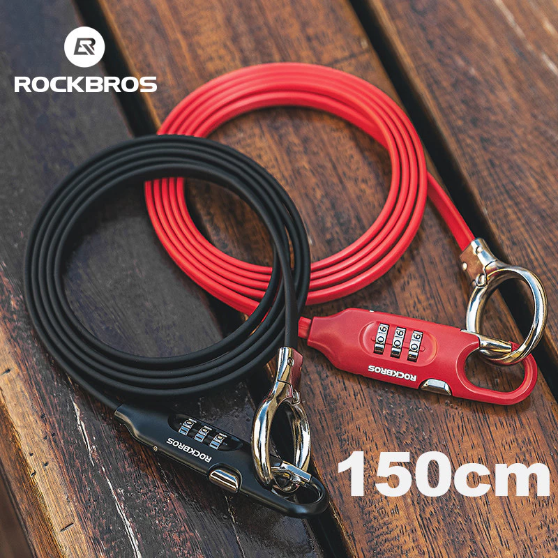 【TH Delivery】ROCKBROS สายเคเบิลล็อคหมวกกันน็อค กันขโมย แบบใส่รหัสผ่าน 150 ซม. แบบพกพา สําหรับรถจักรยานเสือภูเขา