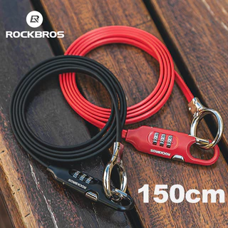 【TH Delivery】ROCKBROS สายเคเบิลล็อคหมวกกันน็อค กันขโมย แบบใส่รหัสผ่าน 150 ซม. แบบพกพา สําหรับรถจักรยานเสือภูเขา