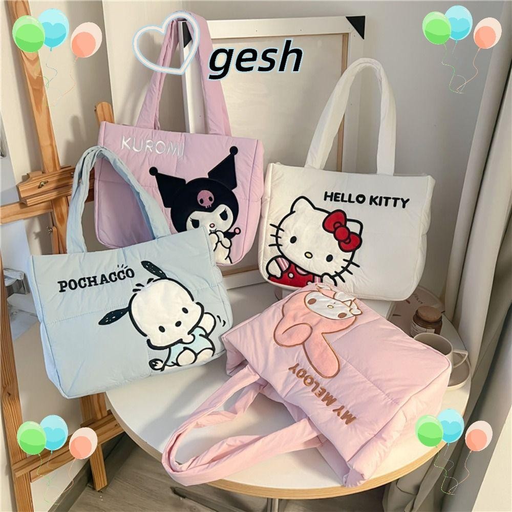 Gesh1 กระเป๋าสะพายไหล่ กระเป๋าถือ กระเป๋าช้อปปิ้ง ลายการ์ตูน จุของได้เยอะ แฟชั่นสําหรับสตรี