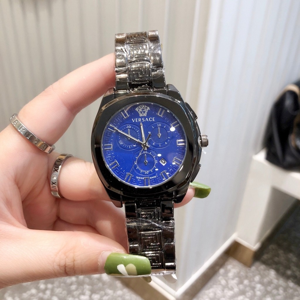 Versace สไตล ์ ใหม ่ ควอตซ ์ นาฬิกาข ้ อมือแฟชั ่ นอินเทรนด ์ Casual Men 's Watch Rui Watch