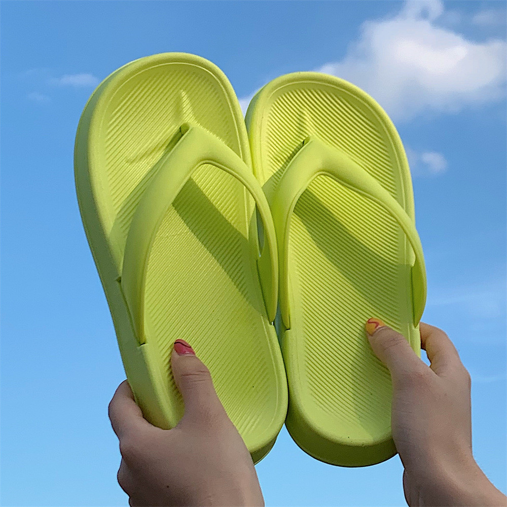 Xitiao Flip-Flops รองเท้าชายหาดลําลองสีทึบแฟชั่นสวมใส่ด้านนอกผู้หญิงฤดูร้อน