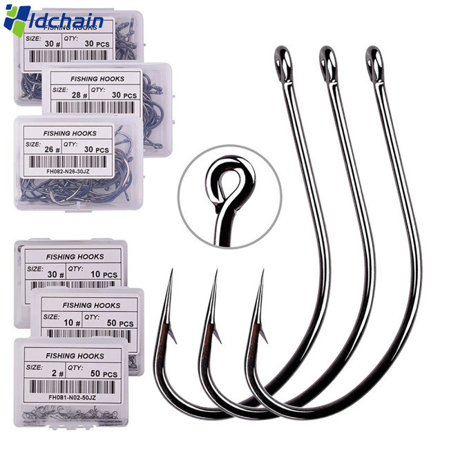 พร้อมส่ง! ตะขอตกปลาคาร ์ บอนสูงสแตนเลส Barbed ปลาคาร ์ พแพ ็ คขายปลีก Original กล ่ องตกปลา Hook Tackle