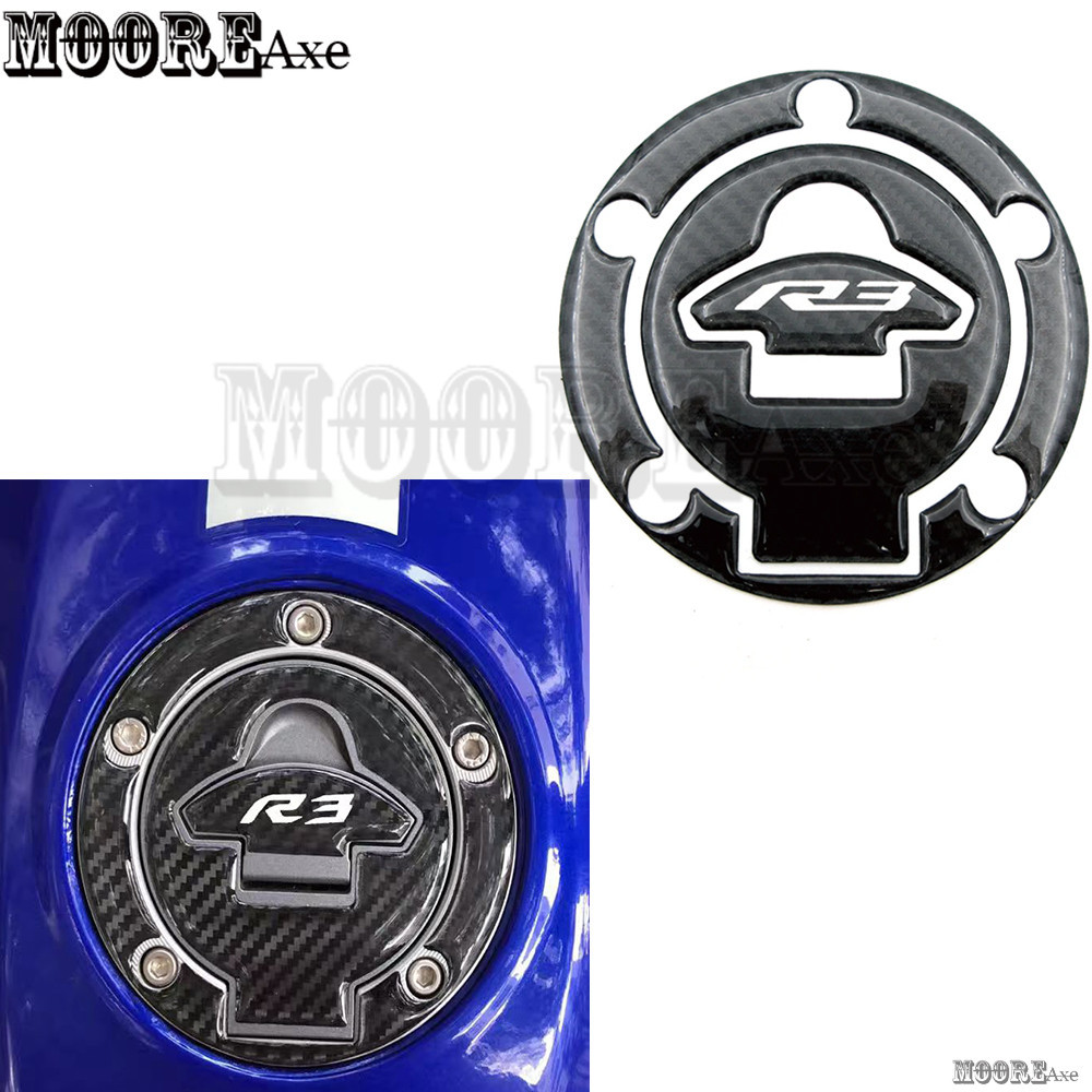 Mooreaxe สําหรับ Yamaha YZF R3 2015 2016 2017 2018 YZF-R3 รถจักรยานยนต ์ คาร ์ บอนไฟเบอร ์ เชื ้ อเพลิงแก ๊ สฝาครอบถัง Protector Pad สติกเกอร ์ รูปลอก