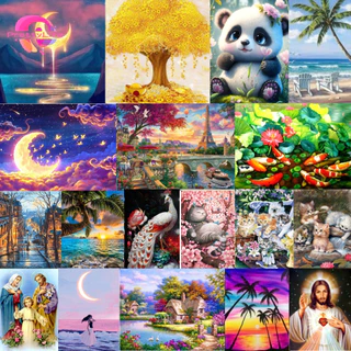 【PL พร ้ อมส ่ ง 】คริสตัลครอสติช การ ์ ตูนภูมิทัศน ์ ทางศาสนา 5D DIY ภาพวาดเพชรคริสตัลปักครอสติชเพชรรอบเต ็ มรูปแบบโมเสคเพชรเย ็ บปักถักร ้ อยชุด Rhinestone ตกแต ่ งบ ้ าน 30x40 ซม .