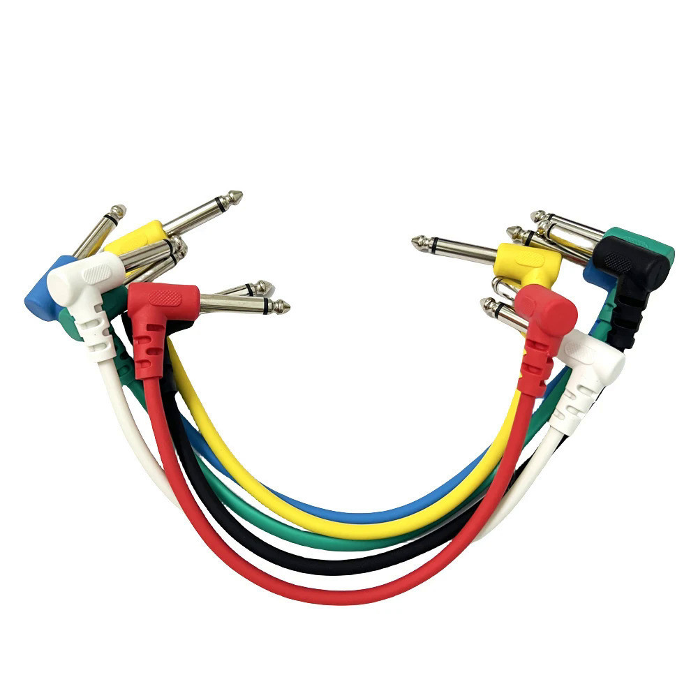 6pcs Audio Cable for Audio Electric Guitar Bass Music  TS 1/4" Right Angle Instrument Cable