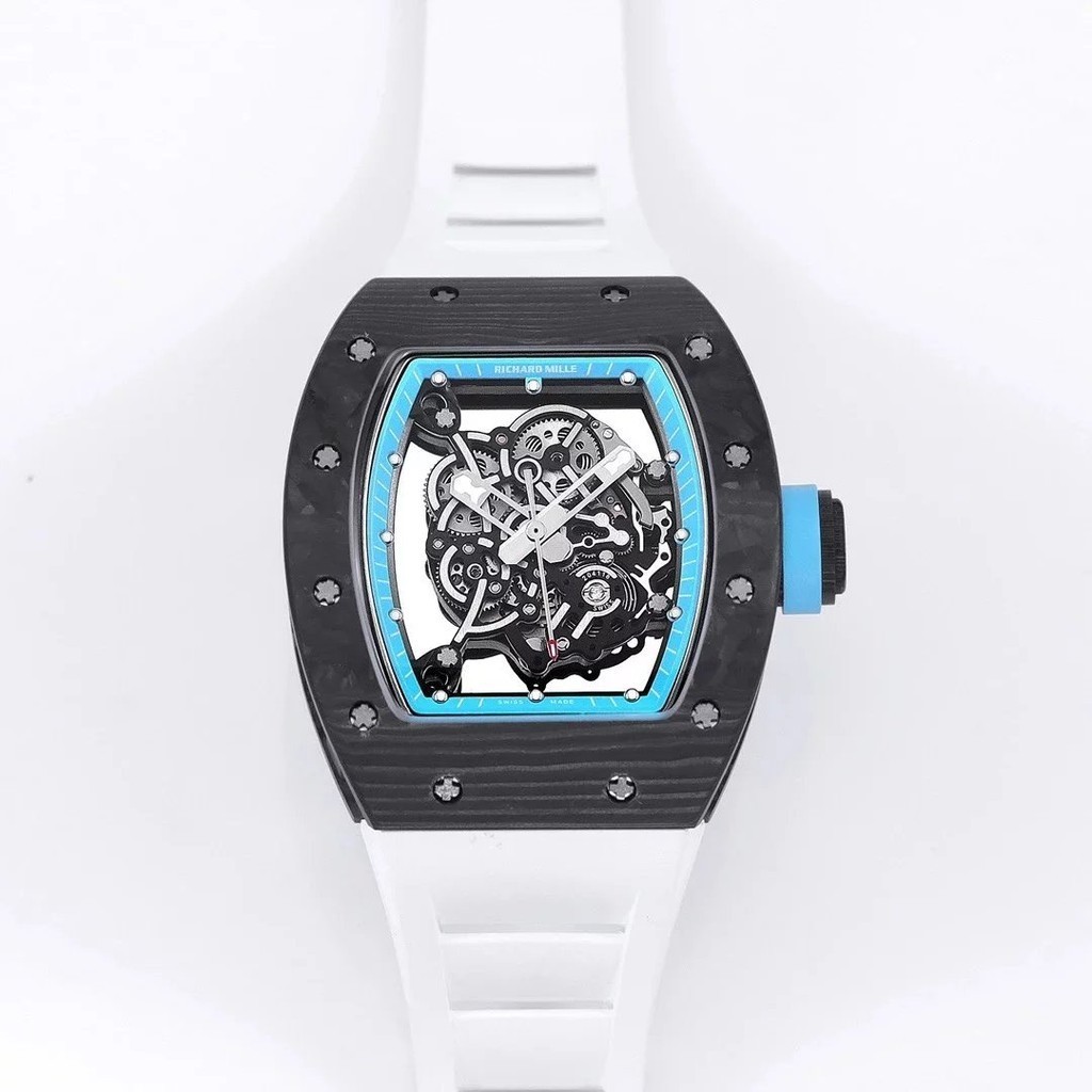 Ku Richard Watch Men 's Series RM055 คาร ์ บอนไฟเบอร ์ นาฬิกา Seiko Movement Automatic Mechanical Men 's Watch Rubber Strap/Velcro Strap Watch