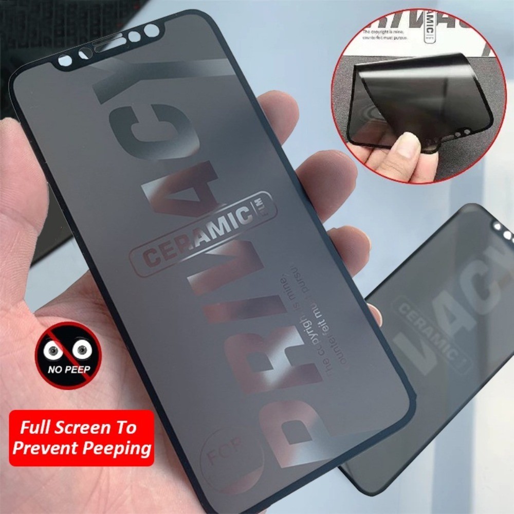 เซรามิค Anti-Spy ป้องกันหน้าจอสําหรับ iPhone 16 Pro Max 14 13 12 11 15 Pro Max Mini HD ความเป็นส่วนตัวฟิล์มสําหรับ iPhone 14Plus 15Plus 16Plus XS Max X XR Anti Scratch