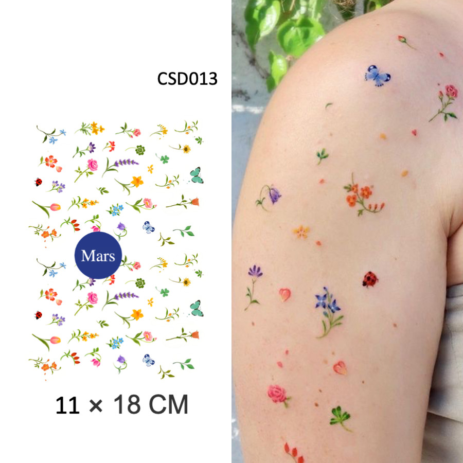 Mars Tattoo สติ๊กเกอร์รอยสักชั่วคราว ติดทนนาน ดีไซน์ดอกไม้เล็กๆเกาหลี CSD013