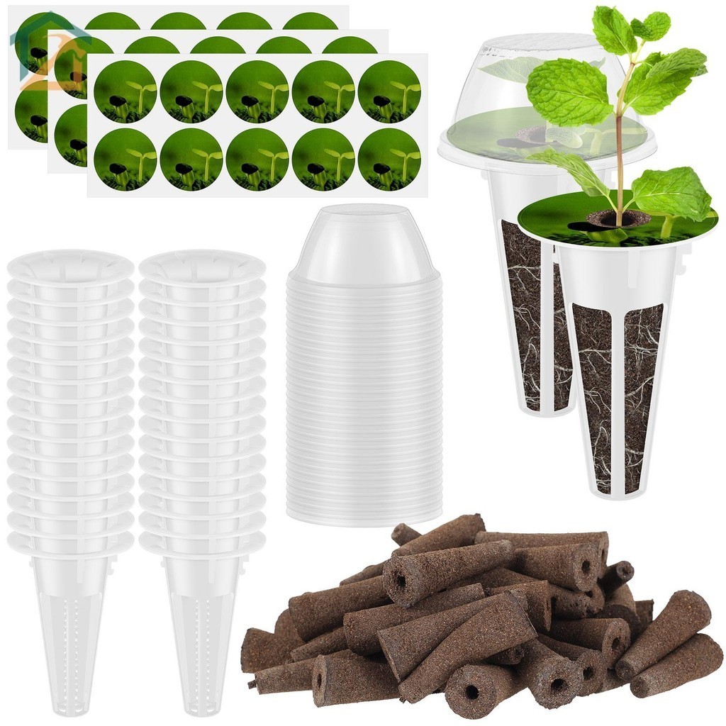 120 ชิ ้ น Hydroponic Garden อุปกรณ ์ เสริม Pod Kit Reusable Plant Pod Kit Clear Hydroponic Grow ระบบ Seed Pod Kit สําหรับ Seed เริ ่ มต ้ น SHOPCYC6025