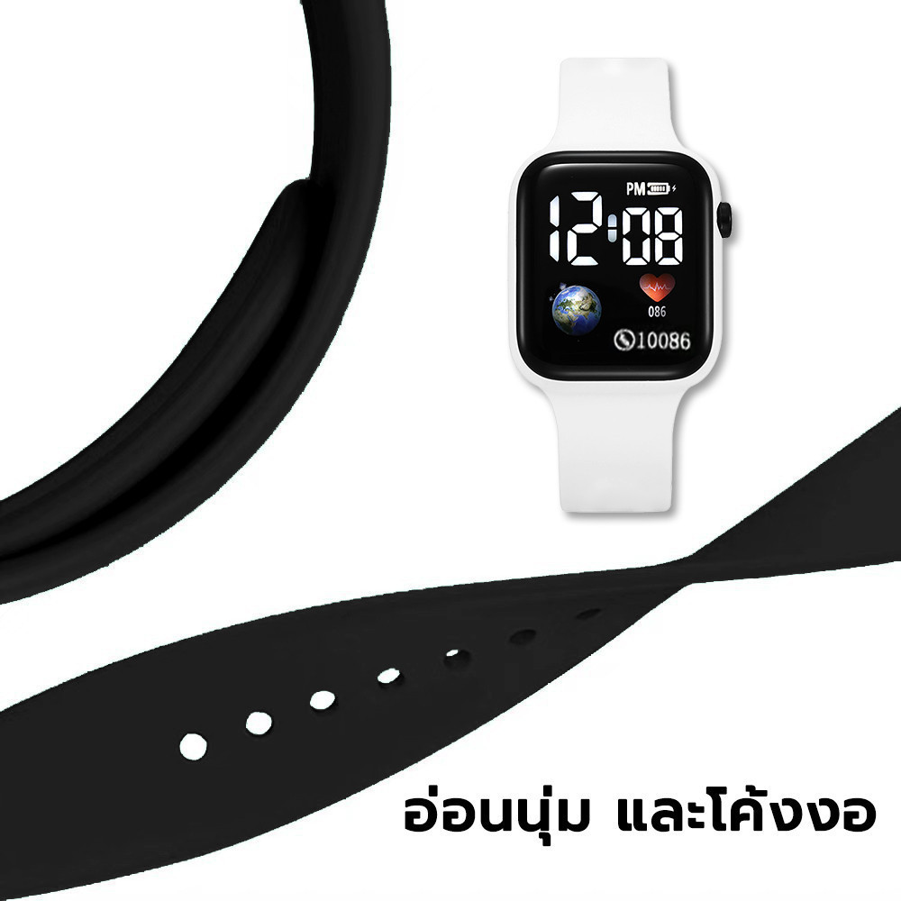 นาฬิกาข้อมืออิเล็กทรอนิกส์ มีไฟ LED แบบเรียบง่าย แฟชั่นสําหรับผู้ชาย และผู้หญิง
