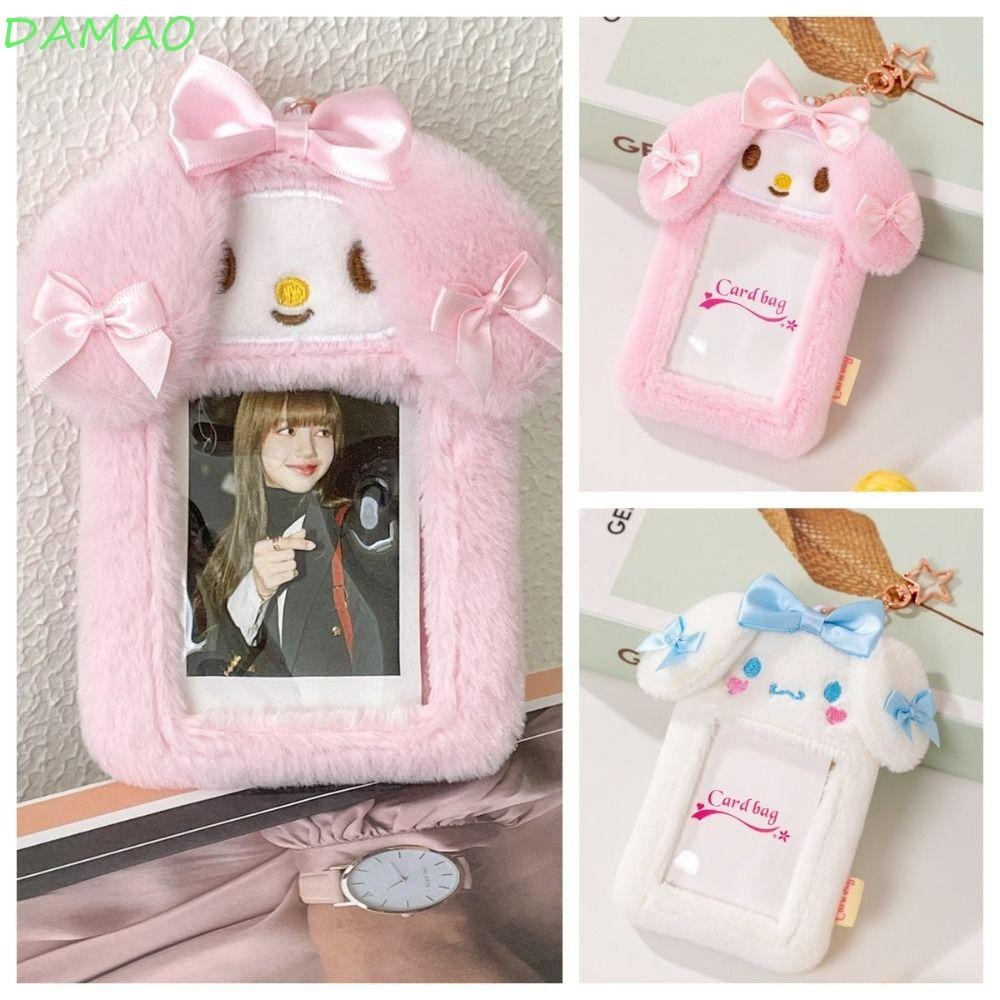 Damao Plush Kpop Photocard Holder, My Melody สไตล ์ เกาหลี Bus Card Holder, Fluffy Protective Case INS ID Card Cover การ ์ ตูนสาว