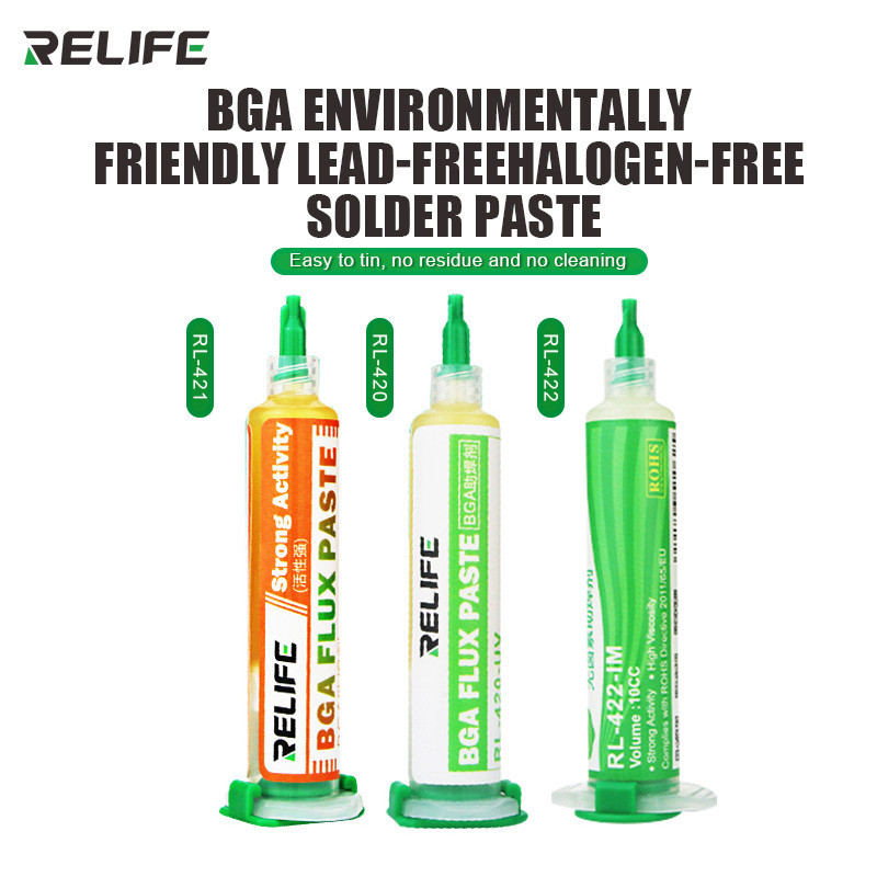 Relife Strong กิจกรรมฮาโลเจนฟรี BGA Flux Paste 10CC RL-420 RL-421 RL-422 การประสานวาง Flux BGA SMD P