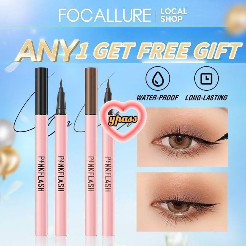 CYREAL 【ของขวัญฟรี】pinkflash อายไลเนอร์ชนิดน้ำสีดำแห้งเร็วกันน้ำดินสออายไลเนอร์ติดทนนานสม่ำเสมอดวงตาสวย