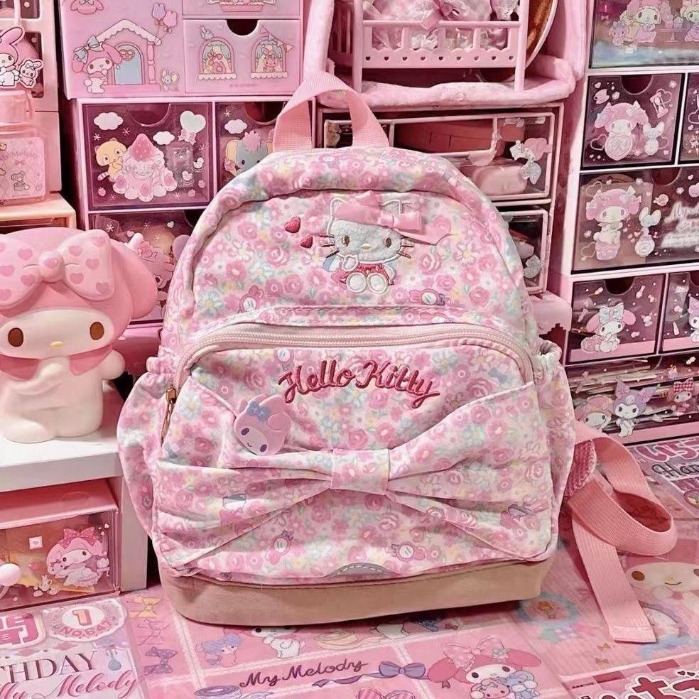 Hello kitty Backpack Bow School Bag Cute Cat Ears Large Capacity Girl Heart Sweet Cute