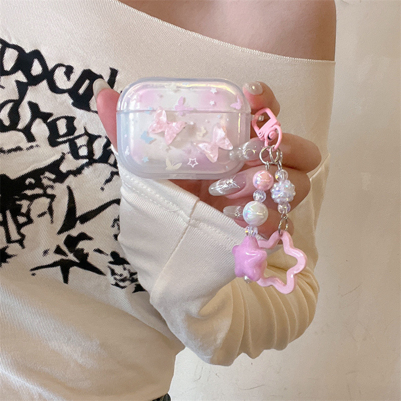 ผีเสื้อไล่ระดับสีเหมาะสําหรับ แอร์พอด1/2 3 มือโปร มือโปร2 แอร์พอด4 ชุดหูฟังไร้สายบลูทูธป้องกันกรณี แอร์พอด มือโปร 3 4 หูฟังป้องกันกรณี