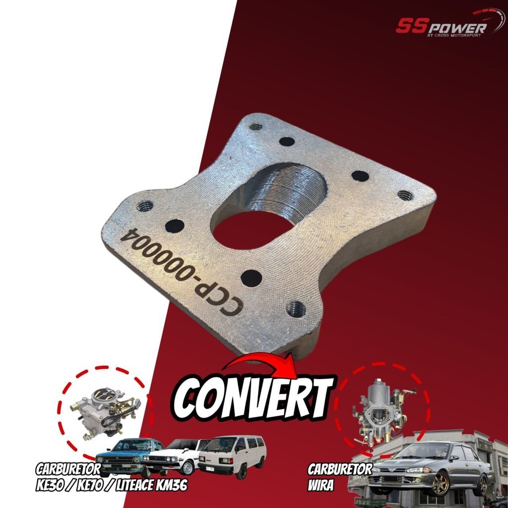 LITEACE, KE30, KE70 TAPAK KARBURETOR / CONVERTER . KARBURETOR WIRA TO LITEACE, KE30, KE70 CAST IRON 