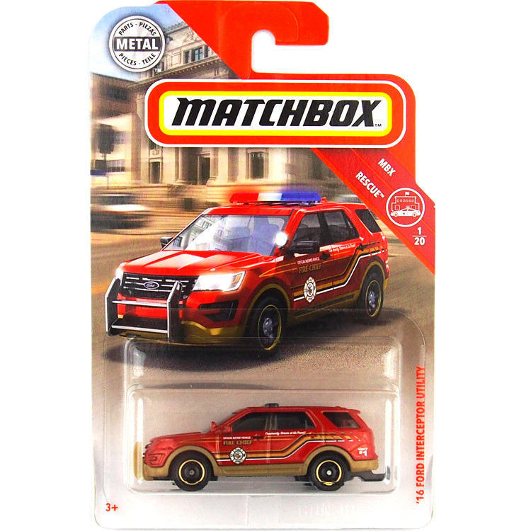 2019 เบอร ์ 042 Matchbox Matchbox City Hero Car 16 Ford Interceptor Fire Station Painting