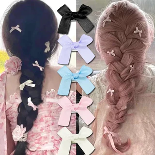 8pcs ริบบิ้นผ้าไหมสีสันสดใสบางคลิป - INS กิ๊บติดผมกุทัณฑ์น่ารัก - แฟชั่น Elegent ริบบิ้นโบว์ Hairpin - Y2K สาวหวาน Headwear
