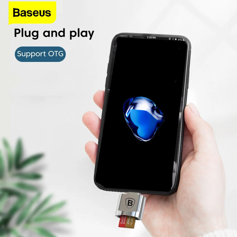 Baseus Mini Micro SD TF Card Reader อะแดปเตอร์ 8 Pin OTG เครื่องอ่านการ์ดหน่วยความจําสําหรับ iPhone