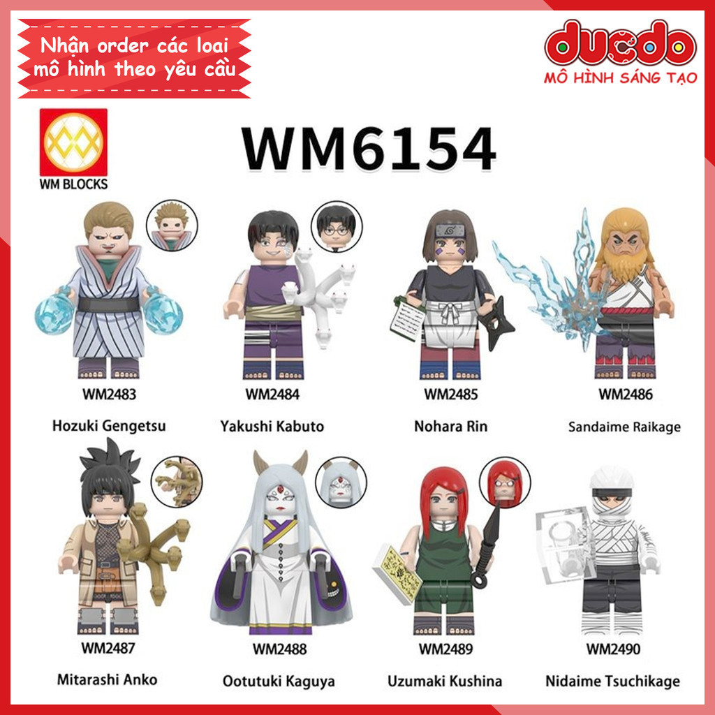Minifigures of Naruto Nohara Rin Yakushi Kabuto Kushina ตัวละคร - WM6154 Mini Model Puzzle Assembly 