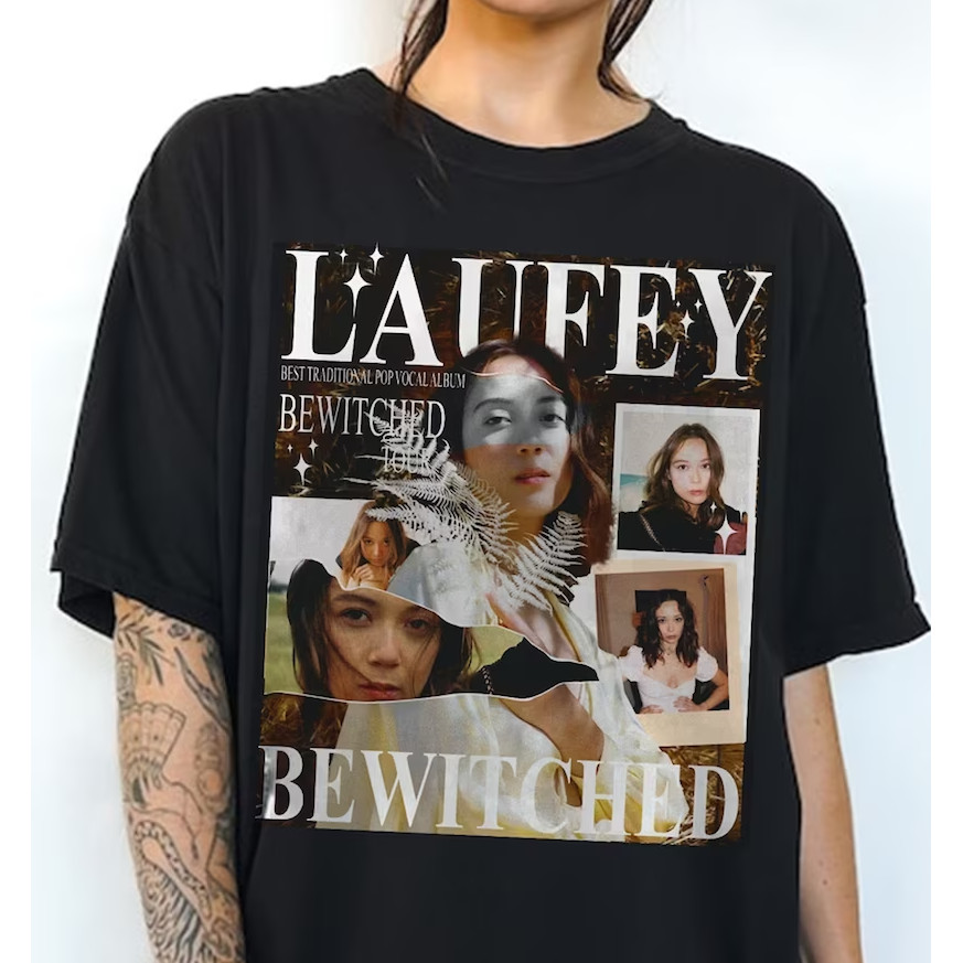 2024 Gildan ของขวัญแขนสั้นสําหรับชาย Laufey The Bewiched Tour เสื้อ, Laufey Fan Gift, Laufey Tour เส