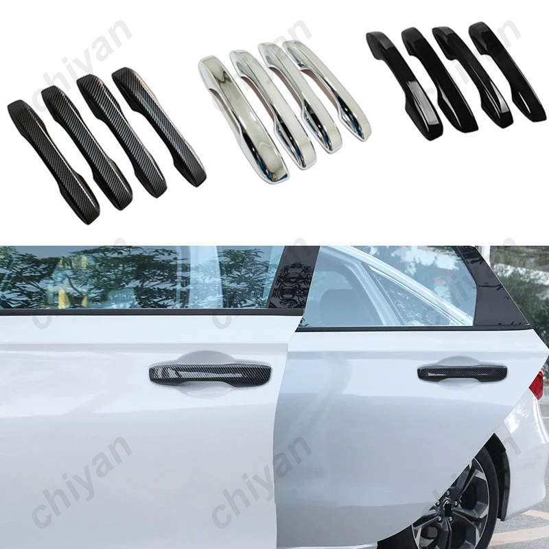 สําหรับ Honda CRV Civic FE FL Accord 2022 2023 2024 2025 4 ชิ้น Chrome รถประตูฝาครอบ Trim คาร์บอนไฟเ