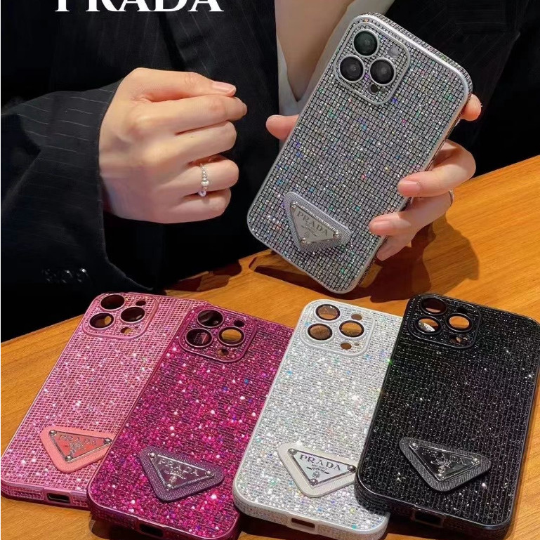 Prada TPU Softเคสโทรศัพท์ยอดนิยมสีชมพูสีดําสีขาวสีชมพูสําหรับiPhone 15 14 Pro 14 Plus 14 Pro Max 11 Promax 12 Proเคสโทรศัพท์