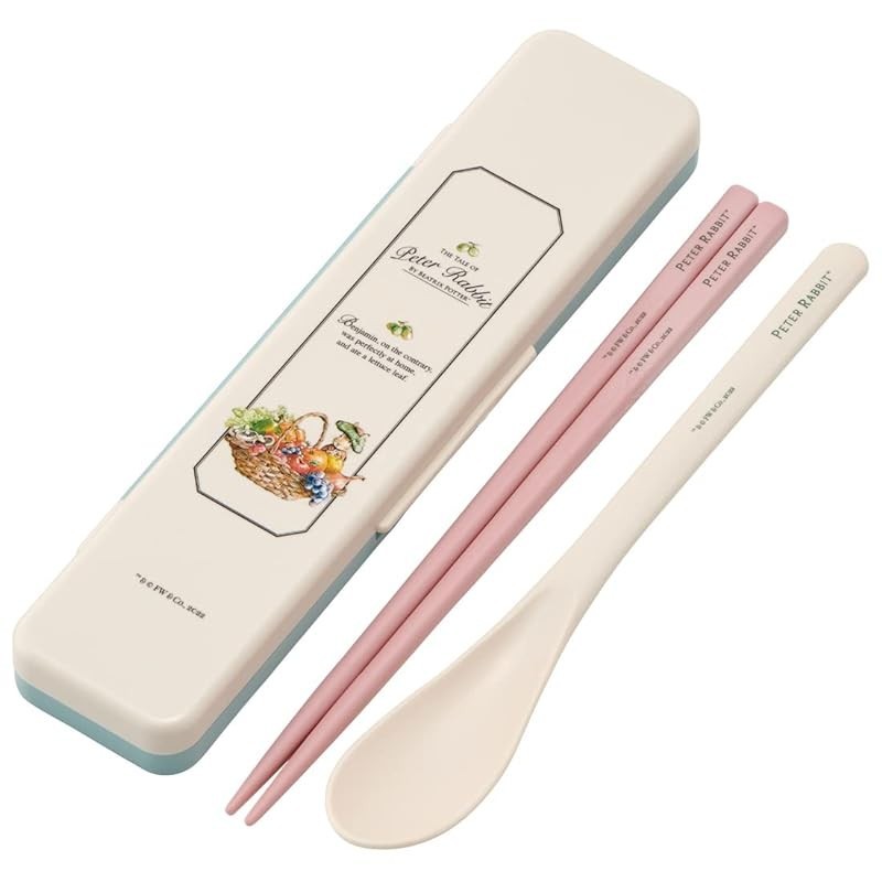 Skater 18cm Anti-Bacterial Chopsticks and Spoon Combo Set for Adults, with Silicone Cushion to Preve