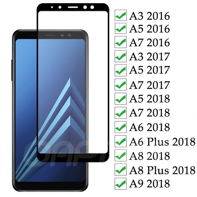 กระจกนิรภัยคลุมทั้งหมด Samsung A01 Core A3 A5 A6 A7 A8 A8S A9 A72 M12 A10E Star Pro Lite Plus 2017 2