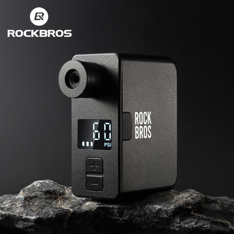 Rockbros มินิปั ๊ มไฟฟ ้ า 120PSI ปรับความดันอากาศจอแสดงผลดิจิตอลอายุการใช ้ งานแบตเตอรี ่ ยาวนานจักรยานปั ๊ มลมอุปกรณ ์ ขี ่ จักรยานทางไกล