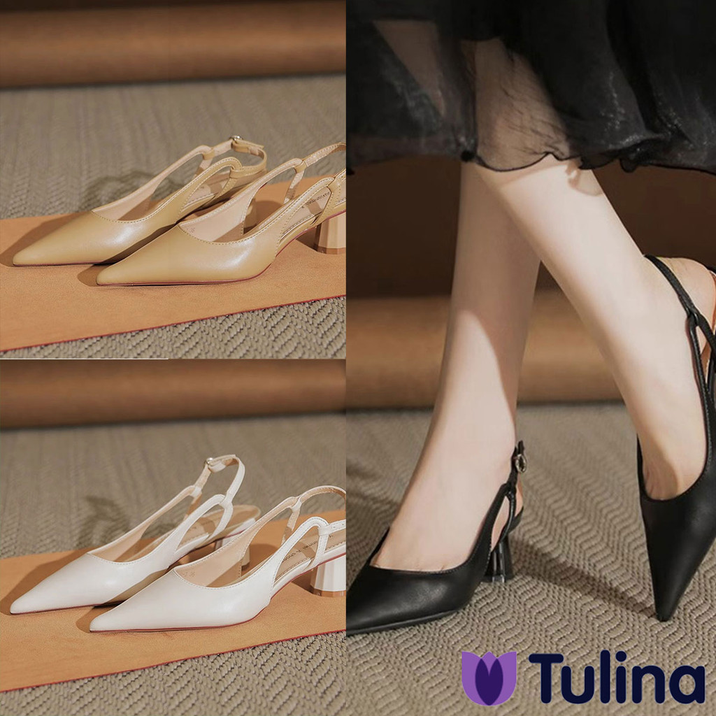 รองเท้าสตรี รองเท้าส้นสูงสไตล์ฝรั่งเศส สีเรียบๆเป็นทางการ ออกงานเรียบหรูสวยงาม