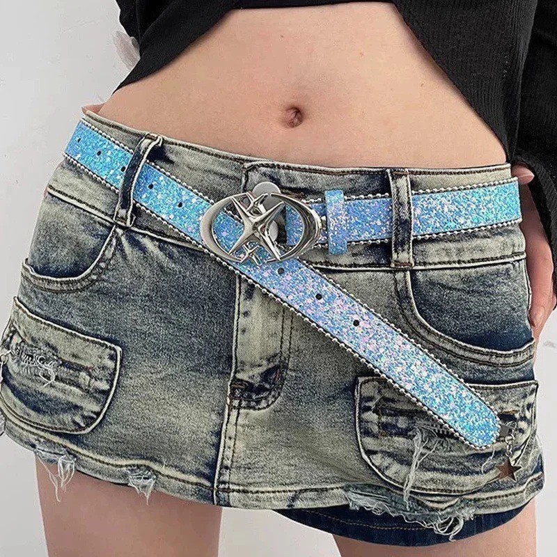 เข็มขัดผู้หญิง Y2K Shiny Star Rhinestone เข็มขัด รูปที่ 4