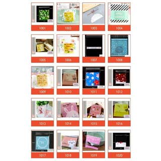 ถุงคุ๊กกี้ ฝากาว ขนาด 7x7 ซม.และ 10x10 ซม. (95-100 ใบ) (สุ่มลาย)
