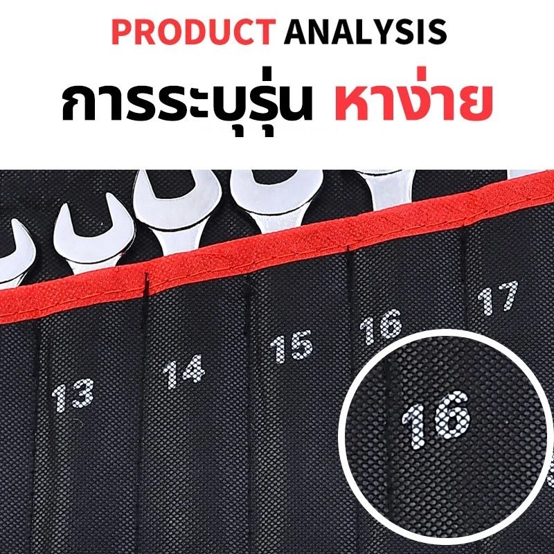 ชุดประแจแหวน-ปากตาย 14 ชิ้น 8-24mm เครื่องมือช่าง thumbnail 6