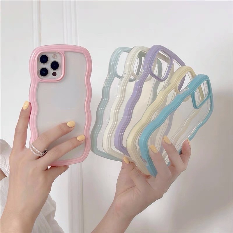 Well เคสโทรศัพท์ สีใสขอบหยักสีลูกกวาดถอดออกได้ สำหรับ ip11 13 12 Pro Max X Xs XR 8 7 Plus กันกระแทก Soft TPU ฝาหลัง#038