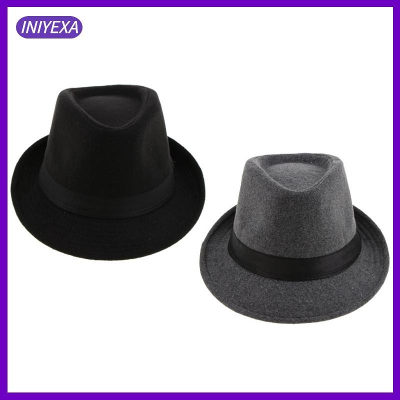 [Iniyexa ] Wool Men 's Gangster Hat Trilby Fedora Narrow