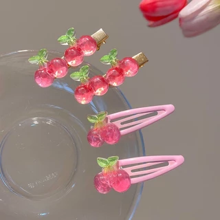 1 ชิ ้ นสีแดงเชอร ์ รี ่ หวานสาวสีชมพูกิ ๊ บ Bangs คลิปกิ ๊ บติดผมอุปกรณ ์ เสริม