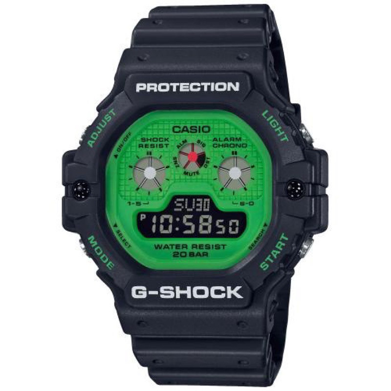 G-shock DW-5900RS-1 นาฬิกาผู ้ ชาย Black Green Tapak Kucing Sports