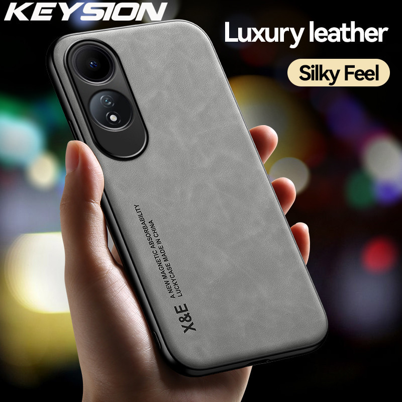 Keysion Luxury Retro PU หนังสําหรับ OPPO A60 ซิลิโคนนุ ่ ม + PC กันกระแทกโทรศัพท ์ กลับสําหรับ OPPO A60 4G