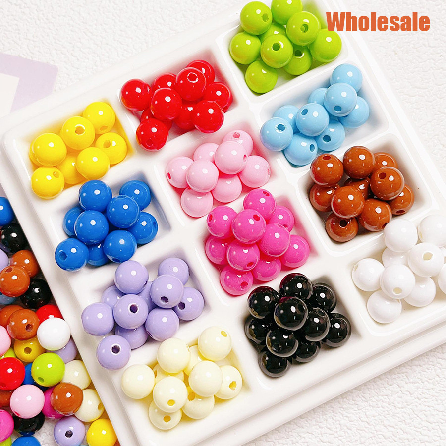 10 มม.50PC สีทึบ DIY ทึบแสงรอบหลวมลูกปัดอะคริลิคสําหรับสร ้ อยคอสร ้ อยข ้ อมือเครื ่ องประดับทําหลากสี