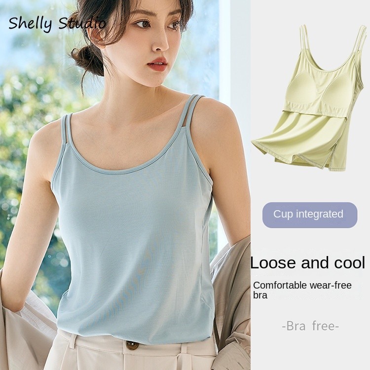 ผู้หญิงฤดูร้อนพร้อมแผ่นรองหน้าอก bra Pure Desire สไตล์ U-คอ Slim-fit Slimmer ดูสั้นด้านบน