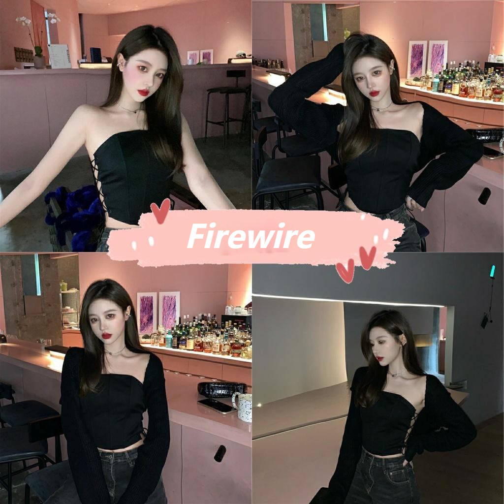 Firewire พร้อมส่ง เสื้อเกาะอกผ้าไหมสวมใส่สบาย มีเอกลักษณ์ และเซ็กซี่พร้อมดีไซน์ด้านข้าง ~83097~